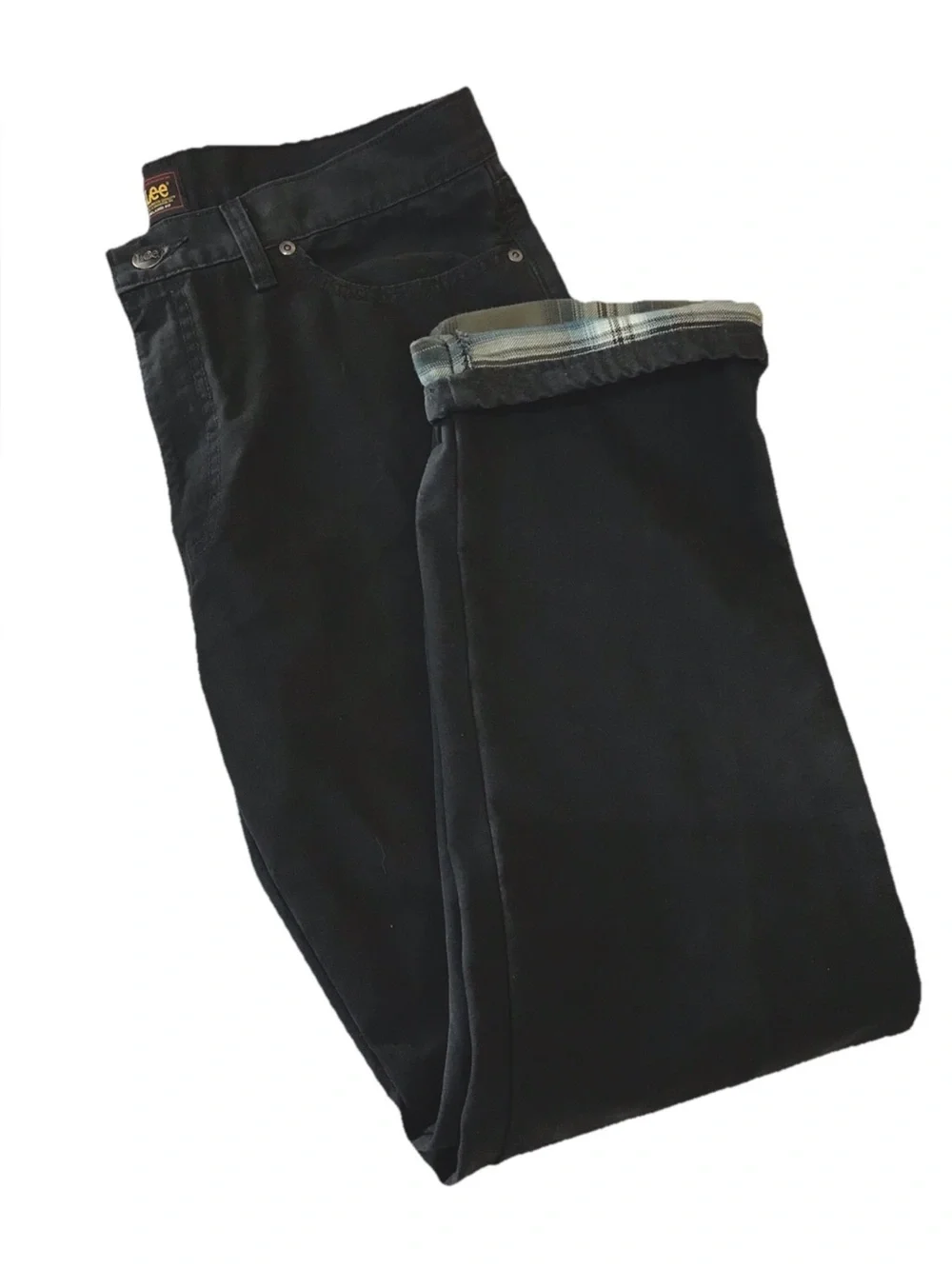 Lee Men's Flannel Lined Straight Leg Jeans - Black Wash 34X32